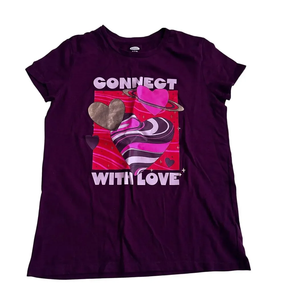 Old Navy Maroon Love Heart Graphic Tee - Women's XL